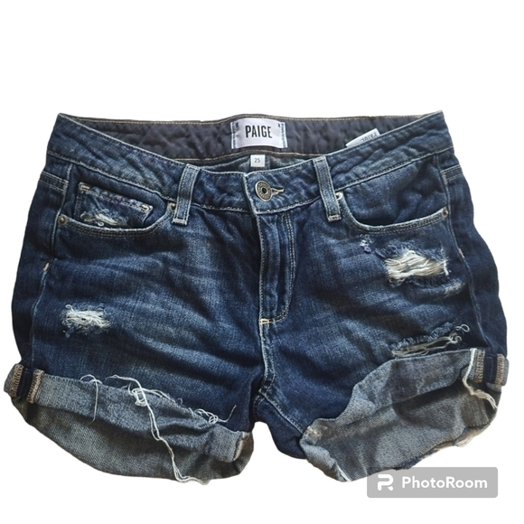 Paige Jimmy Jimmy denim Shorts Size 25 Destroyed look‎ - Picture 1 of 2